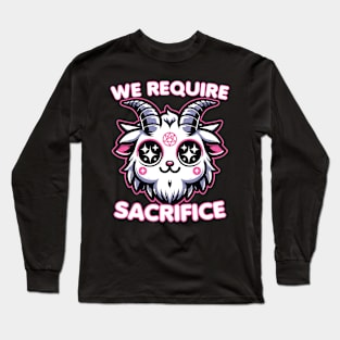 Cute Kawaii Style Baphomet We Require Sacrifice Baphomet Long Sleeve T-Shirt